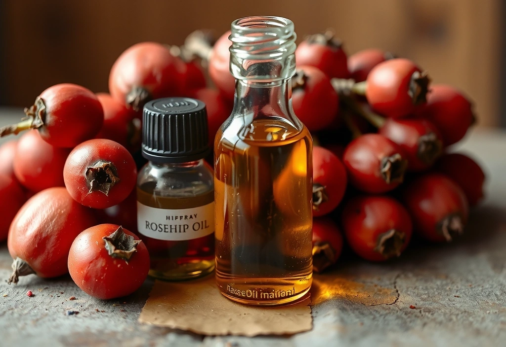 Rosehip oil with rosehip berries